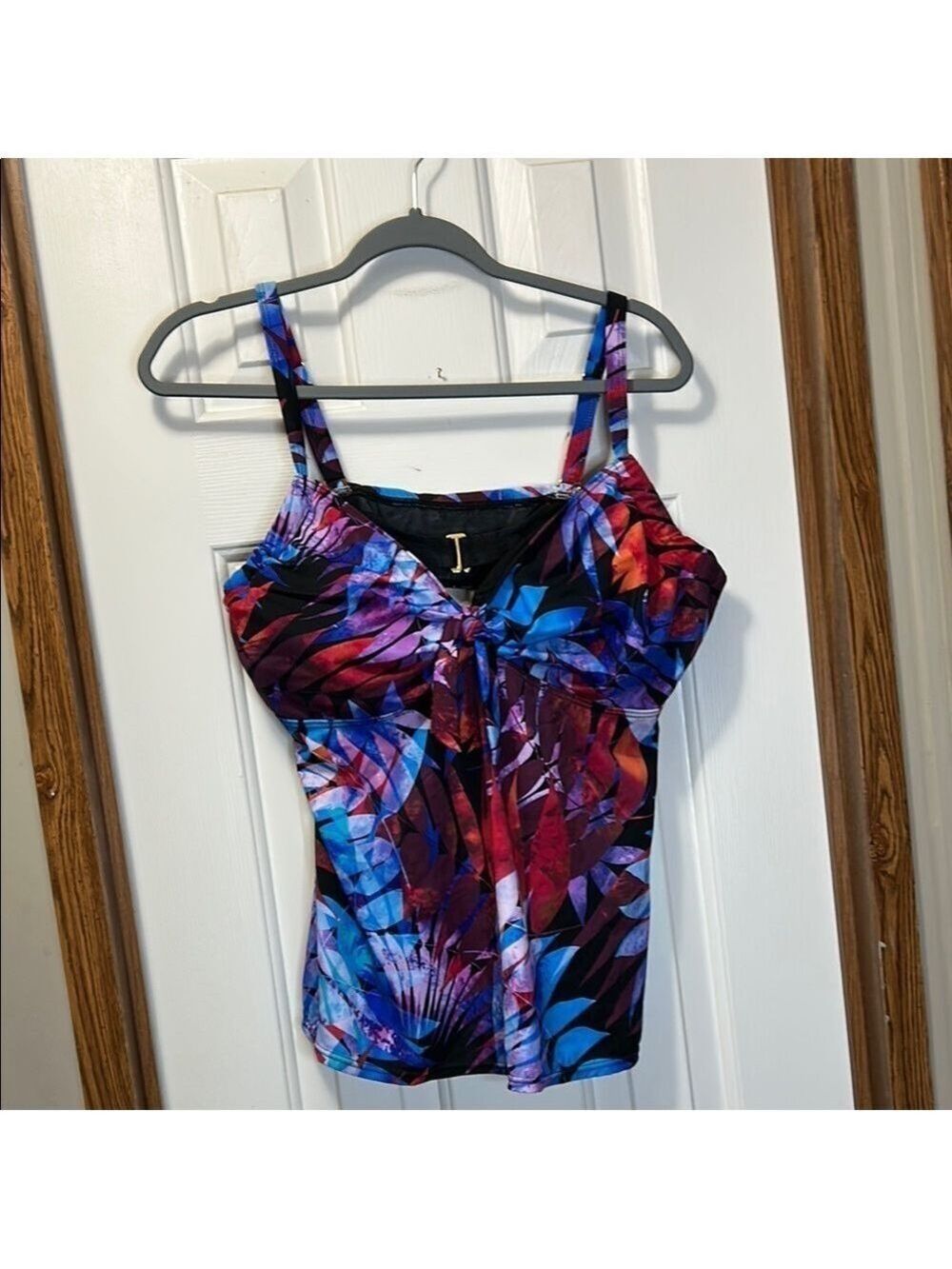 Swimsuits For All Blue Tie Front Fitted Tankini NWOT